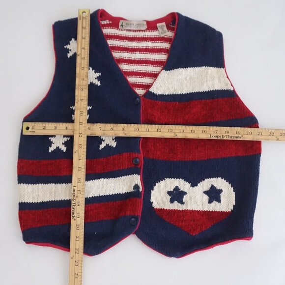 VTG Marsh Landing Patriotic Knit Sweater Vest Stars Stripes Americana Holiday S - Picture 3 of 8
